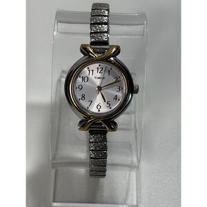 Timex T21854 two-tone stretch band watch, working